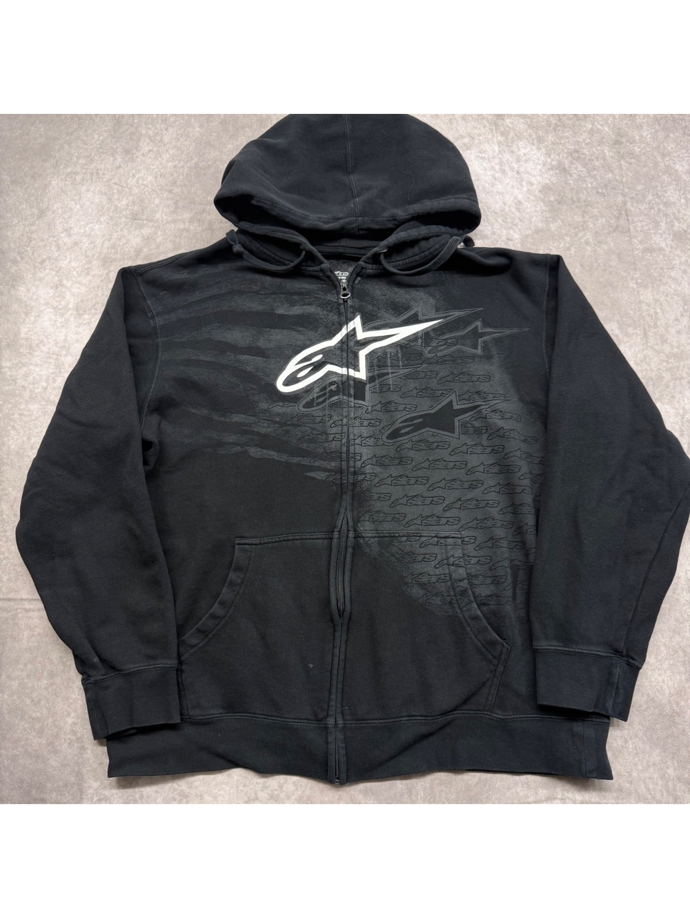 Alpinestars Astars Graphic Full Zip Hoodie Jacket Black Moto Streetwear XL